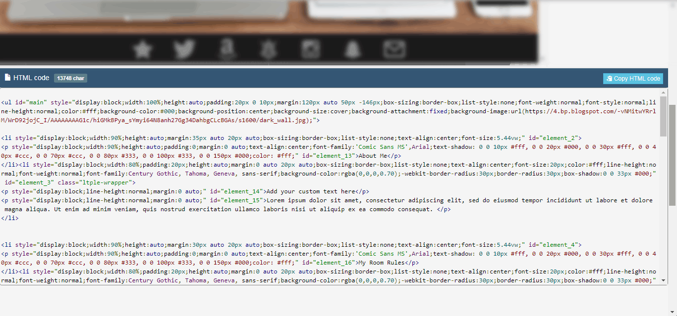 Chaturbate type with 1 markup code generated